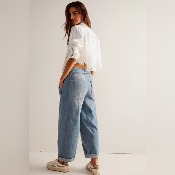 Free People We The Free Pavement Artist Slouchy Cropped Jeans - Picture 2 of 9